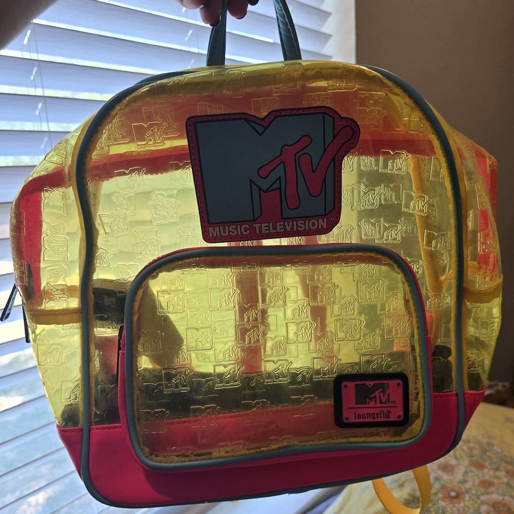 MTV Loungefly Yellow and Pink Backpack